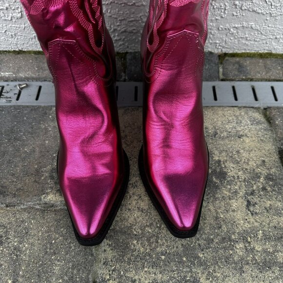 Billini Danilo Metallic Pink Western Cowboy Boots Womens Size 10 NWOB FUSCHIA - Picture 4 of 8